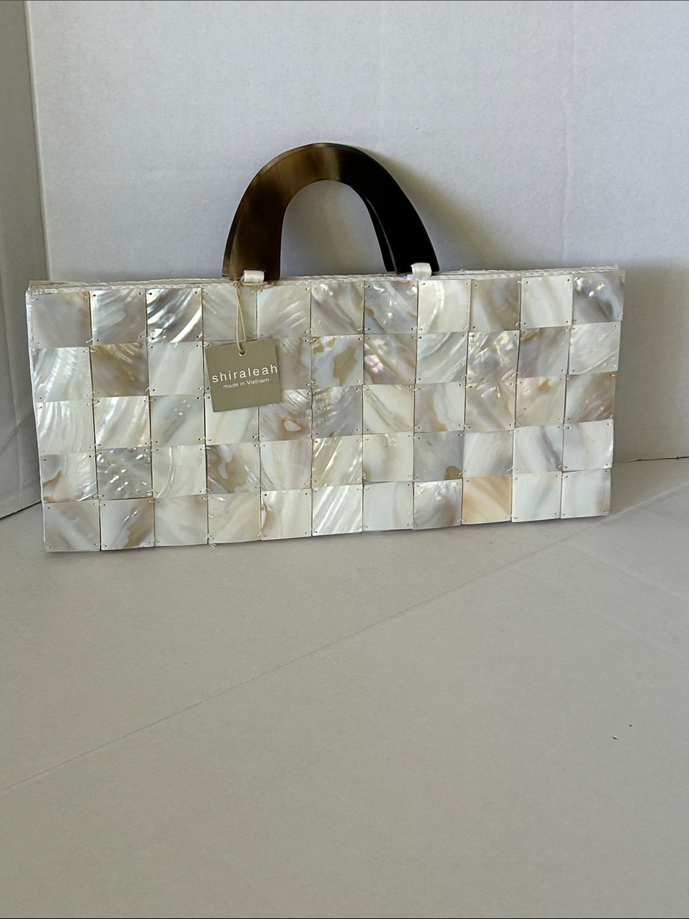 SHIRALEAH  NEW MOTHER OF PEARL/SHELL TILES WITH A TORTOISE SHELL HANDLE